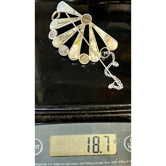 Vintage Alpaca Silver Mexico Abalone Mother Of Pearl Inlay Hair Barrette Clip 3” - Picture 9 of 9